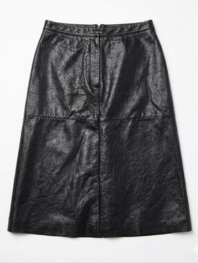 GAP Black Y2K Leather Skirt with Center Seam Genuine Leather Size 6